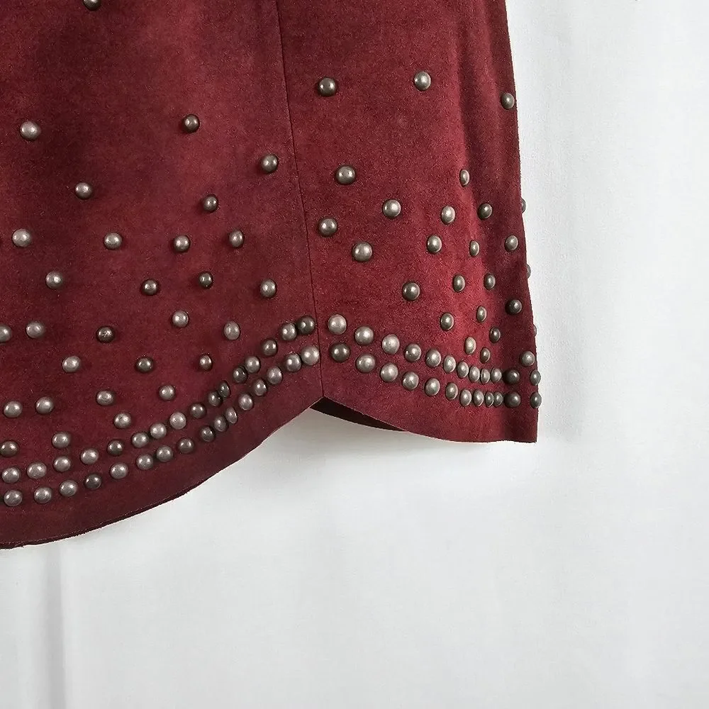 NWT Free People Studded Skirt in Wine - Size 4